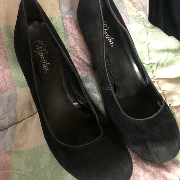 Pin up style black velvet platform pumps size 7 - Picture 2 of 9